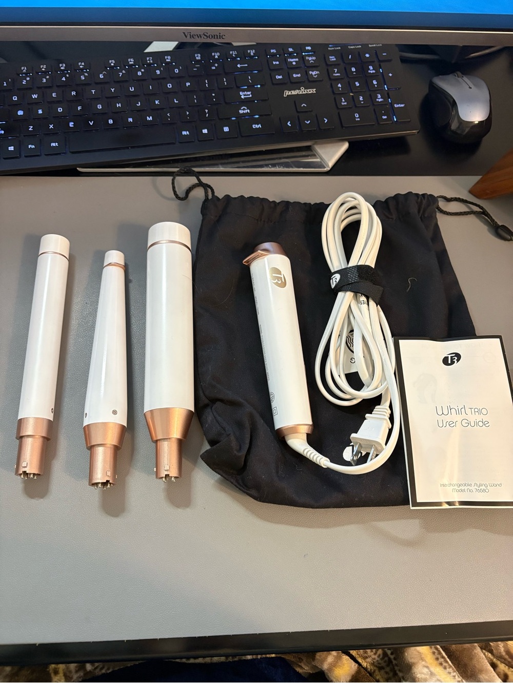 T3 Whirl Trio Hair Styling Wand Set in White & Rose Gold